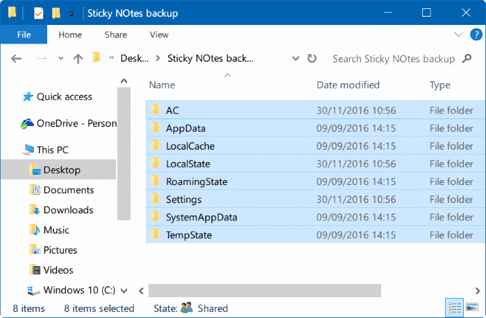 sauvegarde et restauration des notes autocollantes dans Windows 10 pic02