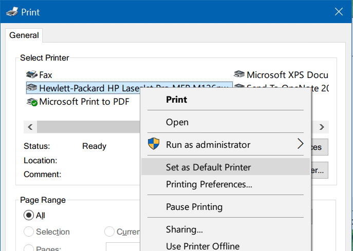 changer l'imprimante par défaut dans Windows 10 étape 2
