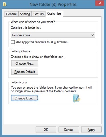 changer l'icône du dossier dans Windows 7 ou Windows 8 étape 6