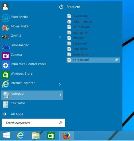 Menu Démarrer de Windows 10 1