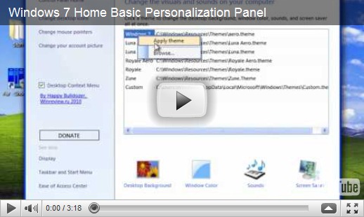 Téléchargez le panneau de personnalisation pour Windows 7 Starter et Home Basic Edition
