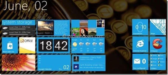 Écran d'accueil de l'interface utilisateur de la petite tablette Windows 8 Finale