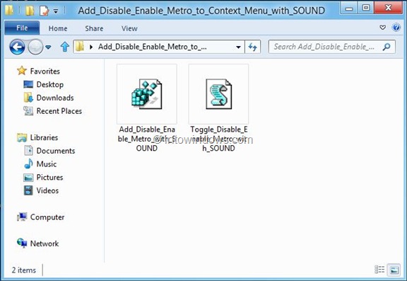 Ajouter Désactiver Activer Metro au menu contextuel du bureau Windows 8