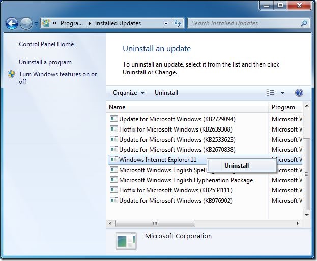 Désinstaller Internet Explorer IE de Windows 7 step3