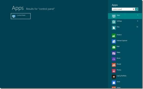 Ouvrez le panneau de configuration sous Windows 8