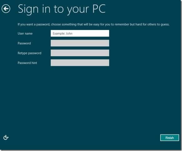 Créer un compte d'utilisateur sans adresse e-mail dans Windows 8 étape 2