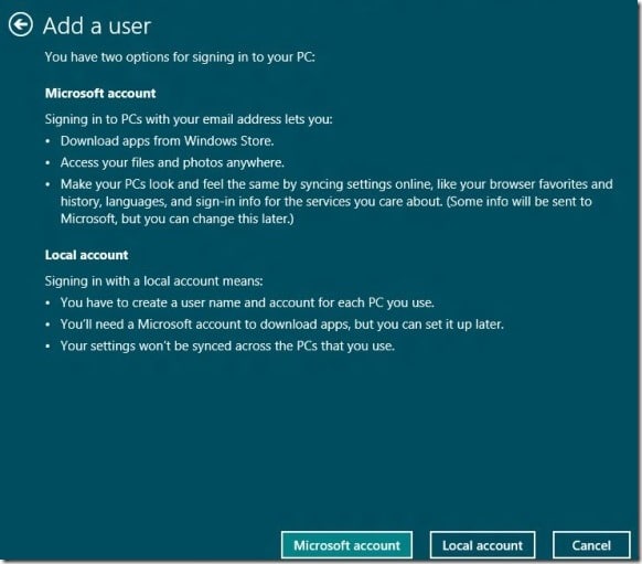 Créer un compte d'utilisateur dans Windows 8 Step2
