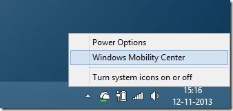 Ouvrez le Centre de mobilité Windows dans Windows 8.1 Méthode 1 Étape 1