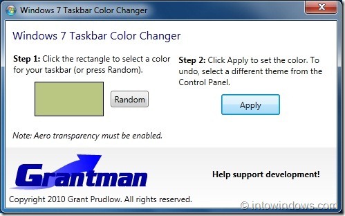 Changer la couleur de la barre des tâches de Windows 7