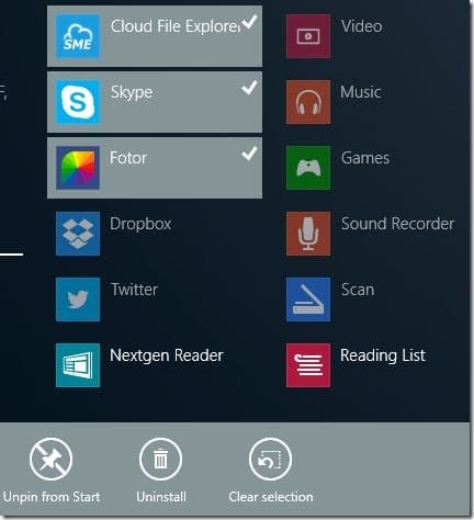 Désinstaller plusieurs applications en même temps dans Windows 8.1 Step1