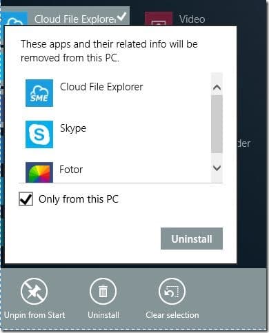 Désinstaller plusieurs applications en même temps dans Windows 8.1 Step2