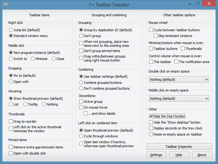 Supprimez le bouton Démarrer de la barre des tâches de Windows 8.1 picture2 - Copier