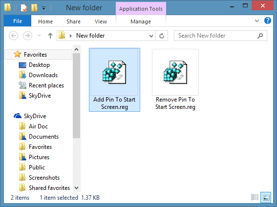 Épingler le début à tous les types de fichiers dans Windows 8.1