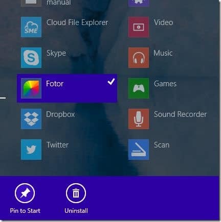 Ajouter des applications à l'écran d'accueil dans Windows 8.1