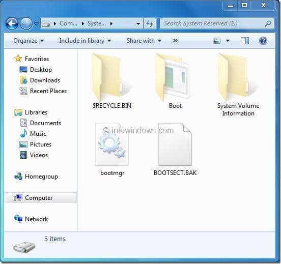 Ouvrez la partition réservée au système caché dans Windows 7 Step2