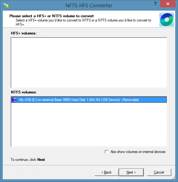 Convertir l'image HFS en NTFS 1