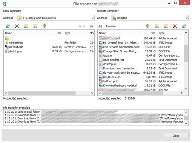 Transférer des fichiers à l'aide de TeamViewer