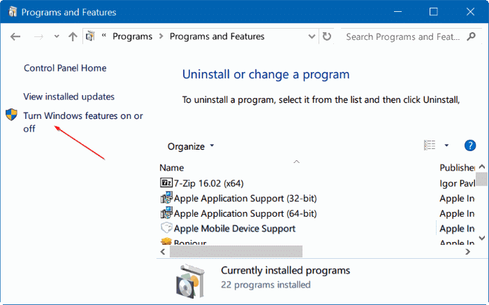 activer ou désactiver les fonctionnalités de Windows 10 pic04