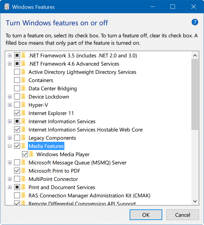 activer ou désactiver les fonctionnalités de Windows 10 pic05