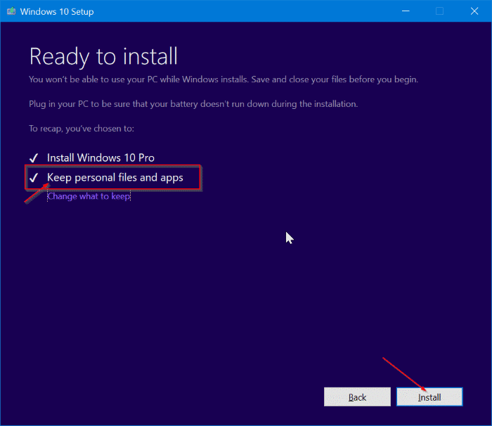 réparer l'installation de Windows 10 sans perdre les applications et les données pic9