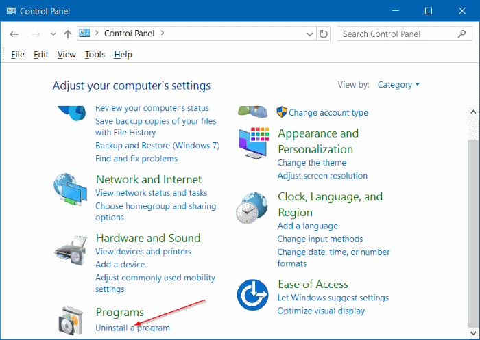 Désinstaller les programmes dans Windows 10 étape 7