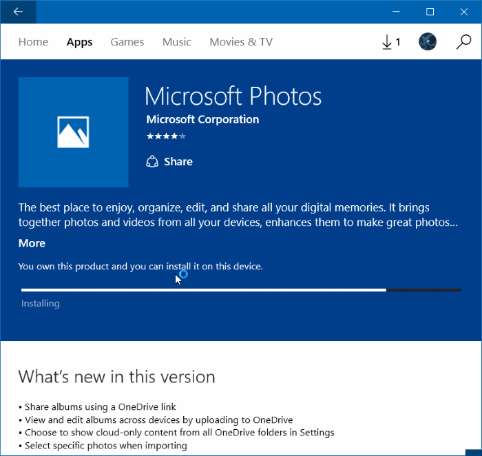 Réinstaller l'application Photos dans Windows 10 étape 10