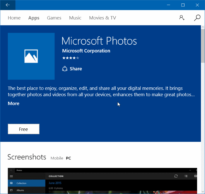 Réinstallez l'application Photos dans Windows 10 étape 7