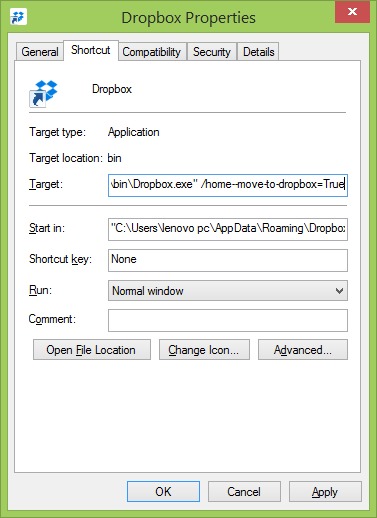 Supprimer Déplacer vers Dropbox du menu contextuel step7