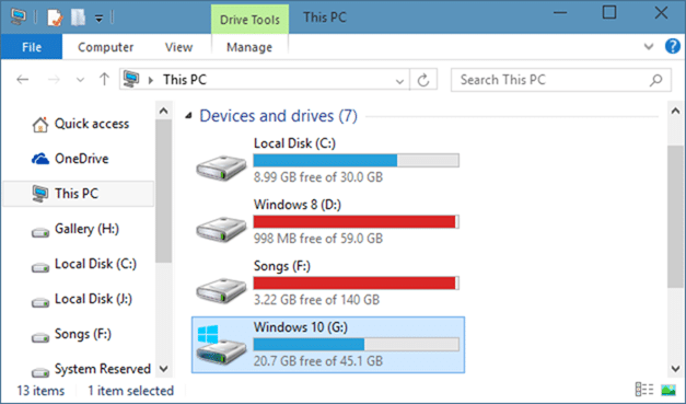 Supprimez le dossier Windows.old à l'étape 1 de Windows 10
