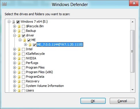 Analyser un dossier ou un lecteur à l'aide de Windows 8 Defender
