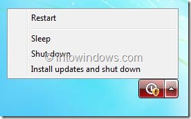 Arrêtez Windows 7 sans installer les mises à jour
