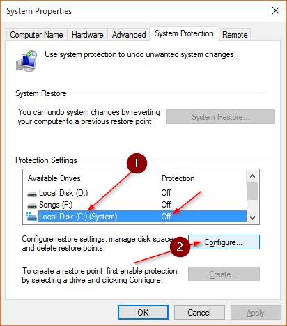 Créer un point de restauration dans Windows 10 étape 3