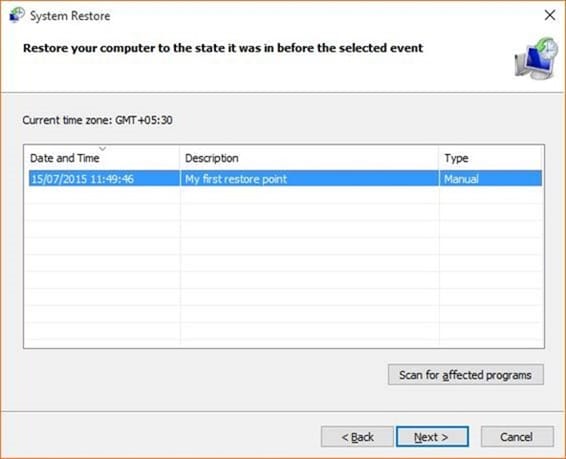 Créer un point de restauration dans Windows 10 étape 11