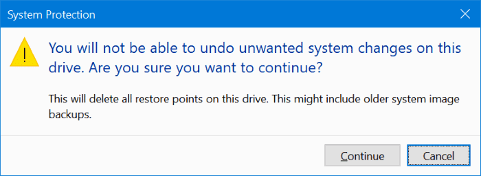 supprimer les points de restauration dans Windows 10 pic3.1