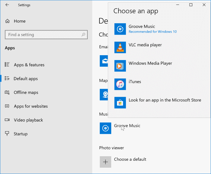 définir le lecteur Windows Media par défaut dans Windows 10 pic2