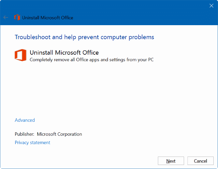 désinstaller Microsoft Office 365 ou Office 2016 à partir de Windows 10 pic1