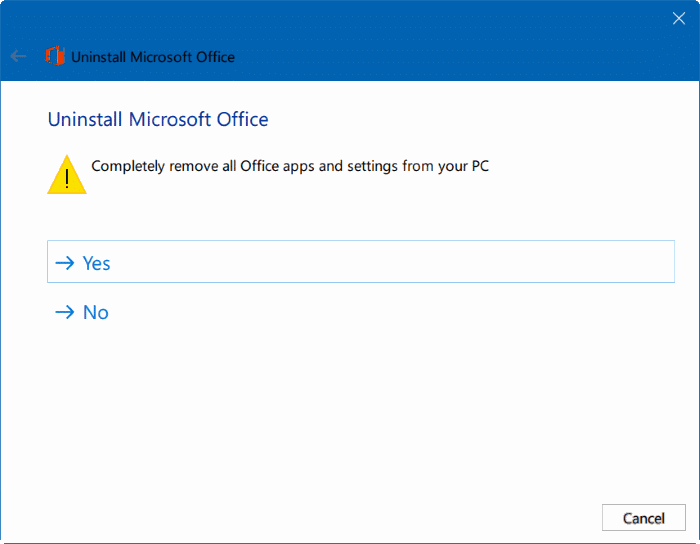 désinstaller Microsoft Office 365 ou Office 2016 à partir de Windows 10 pic3