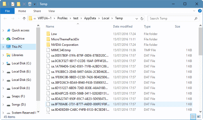 Supprimer en toute sécurité les fichiers temporaires dans Windows 10 étape 7