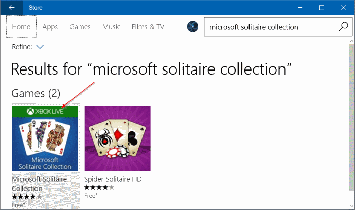 Réinstallez Microsoft Solitaire Collection dans Windows 10 étape 5