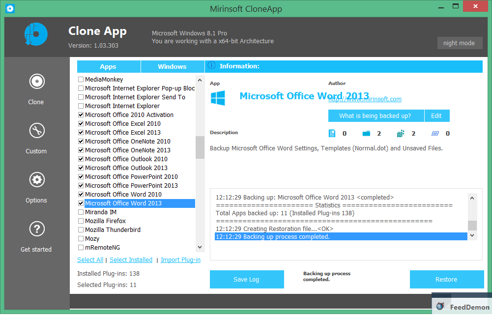 Sauvegarde des paramètres de Microsoft Office 2013