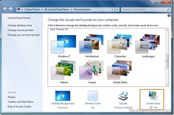 personnaliser l'économiseur d'écran Windows 7