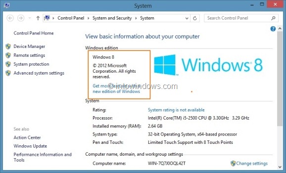 Mettre à niveau Windows 8 vers Windows 8 Professionnel Étape 1