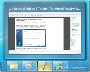 Tweaker Thumbnail de la barre des tâches pour Windows 7