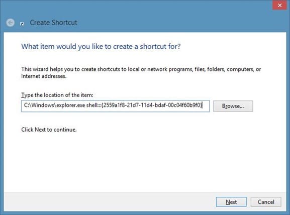Créer un raccourci vers tous les programmes sur le bureau Windows 8 Étape 2