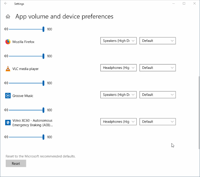 définir différents périphériques audio pour différentes applications dans Windows 10 pic1