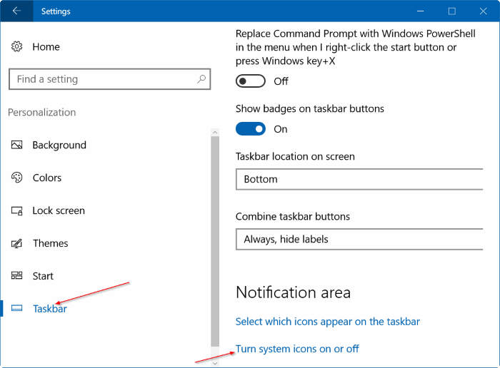 déplacer la date et l'horloge à la fin de la barre des tâches dans Windows 10 étape 1