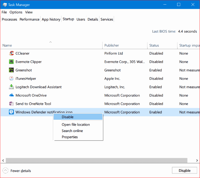 supprimer l'icône du Centre de sécurité Windows Defender de la barre des tâches dans Windows 10 pic4