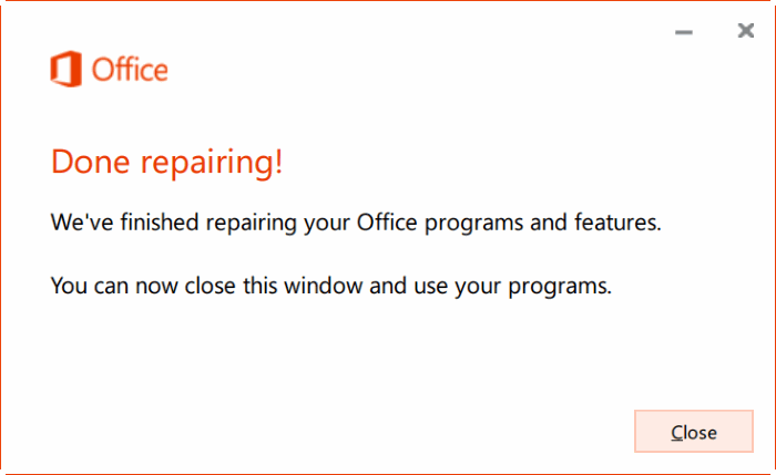réparer l'installation d'Office 365 sur Windows 10 étape 6