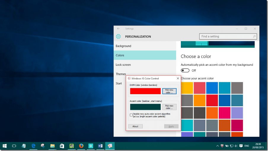 Contrôle des couleurs Windows 10