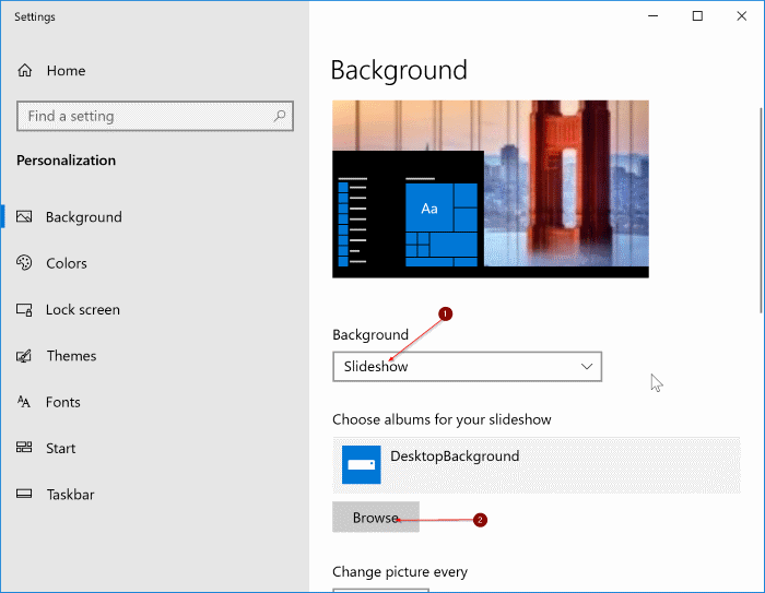 changer le fond d'écran du bureau dans Windows 10 pic4